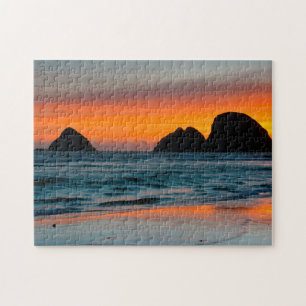 Puzzle Coucher de soleil, piles marines, Oceanside, Orego