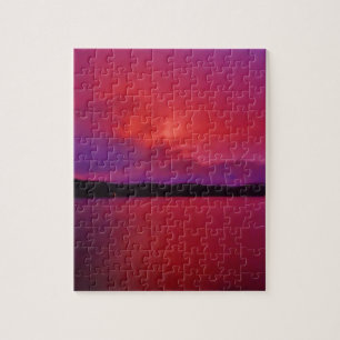 Puzzle Coucher de soleil rose vif sur le lac Arrowhead