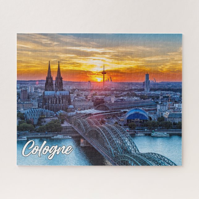 Puzzle Coucher de soleil sur Cologne, Allemagne (Horizontal)