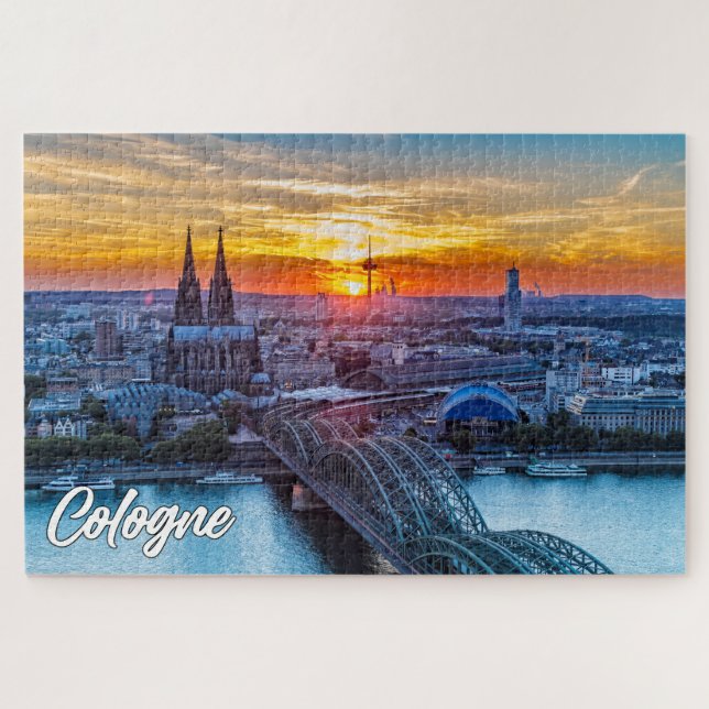 Puzzle Coucher de soleil sur Cologne, Allemagne (Horizontal)