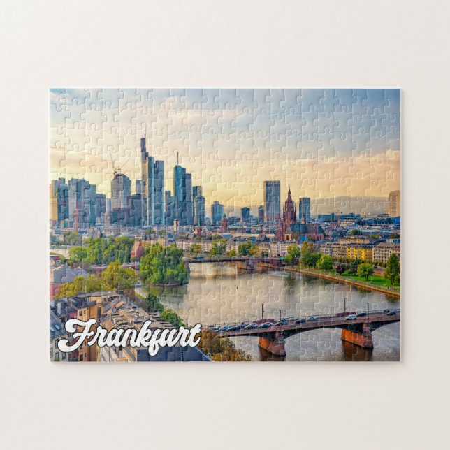 Puzzle Coucher de soleil sur Francfort, Allemagne (Horizontal)