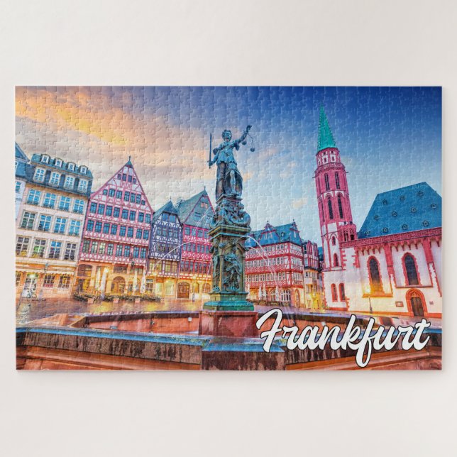 Puzzle Coucher de soleil sur Francfort, Allemagne (Horizontal)