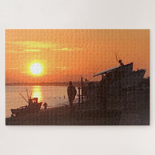 Puzzle Coucher de soleil sur Hythe Bay Kent Bateaux de pê