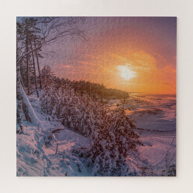 Puzzle Coucher de soleil sur la côte de la mer des neiges (Horizontal)