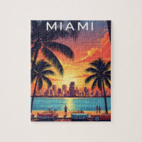 Coucher de soleil sur la ligne d'horizon de Miami