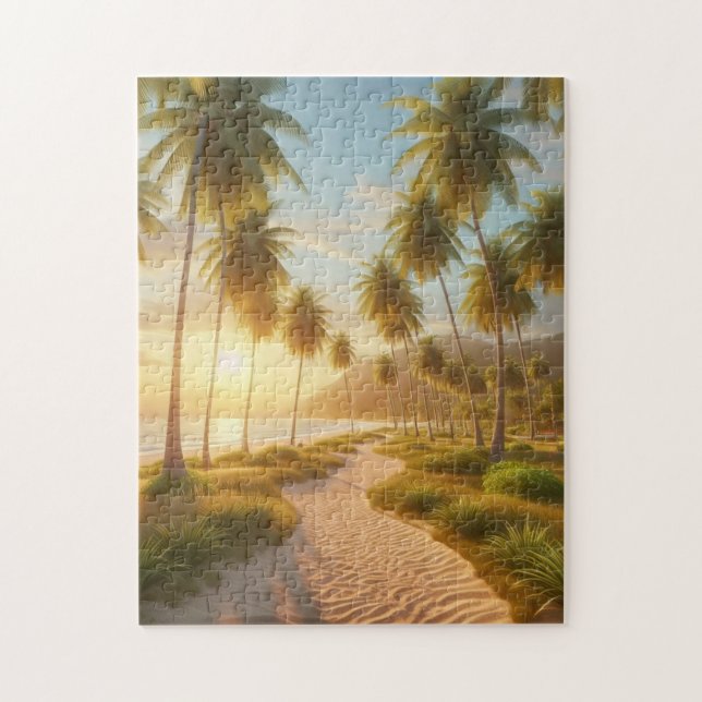 Puzzle coucher de soleil sur la plage des Caraïbes/tropic (Vertical)