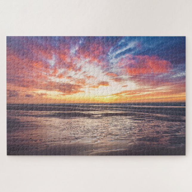Puzzle Coucher de soleil sur la plage et la mer (Horizontal)