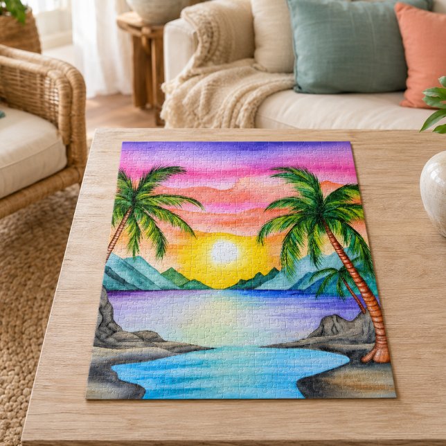Puzzle Coucher de soleil sur la plage tropicale de l'île (Créateur téléchargé)