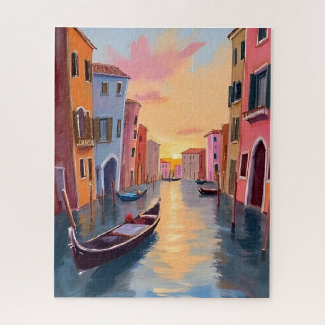 Puzzle Coucher de soleil sur le canal de Venise en gondol (Vertical)
