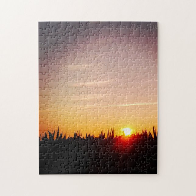 Puzzle Coucher De Soleil Sur Le Champ De Maïs (Vertical)