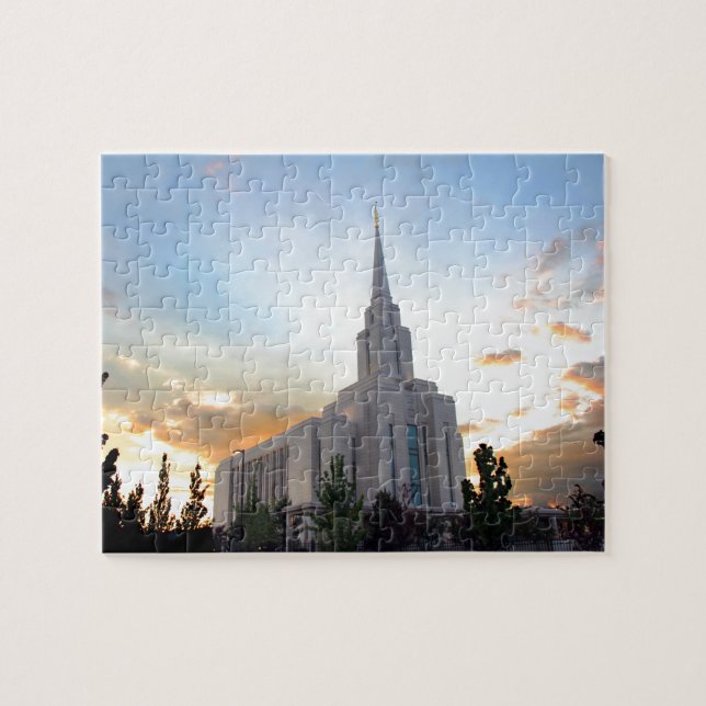 Puzzle Coucher de soleil sur le temple LDS d'Oquirrh Moun (Horizontal)