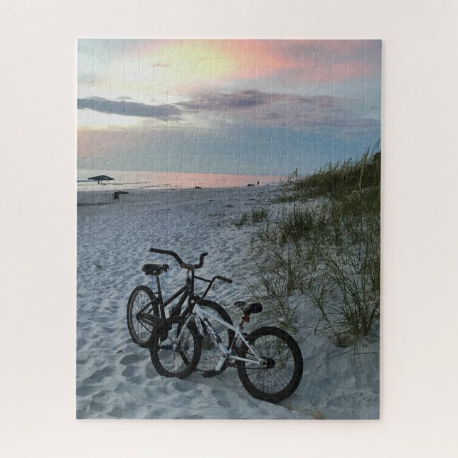 Puzzle Coucher de soleil sur les vélos de plage (Vertical)