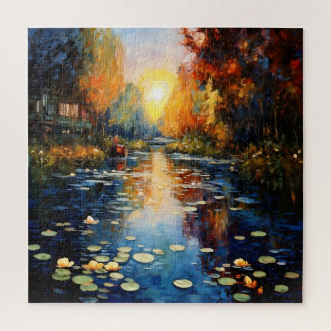 Puzzle Coucher de soleil sur l'impressionnisme des étangs (Vertical)