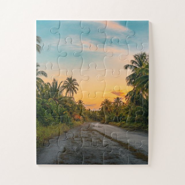 Puzzle Coucher de soleil sur Sandy Beach Path (Vertical)