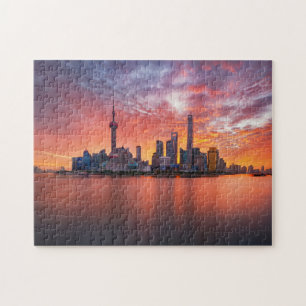 Puzzle Coucher de soleil sur Shanghai Skyline Travel City
