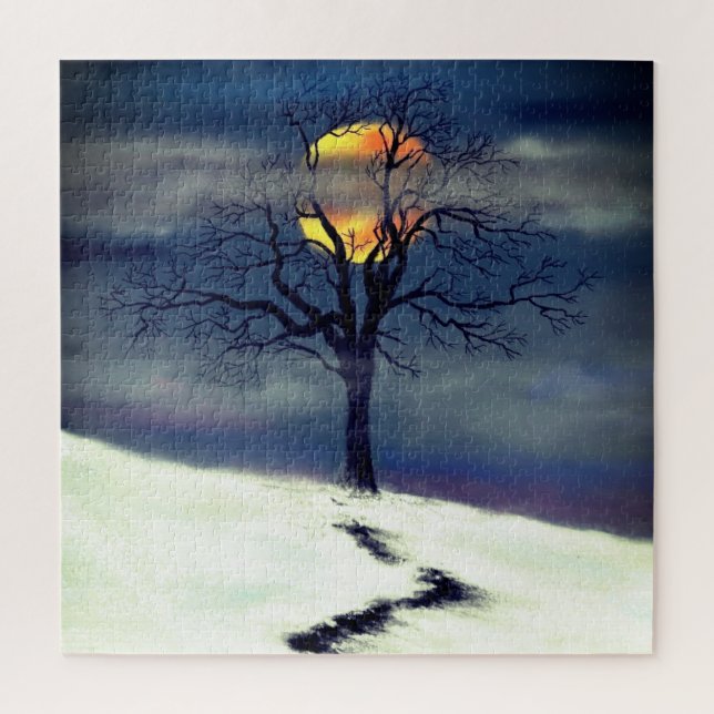 Puzzle Coucher de soleil sur un arbre d'hiver - Collectio (Vertical)
