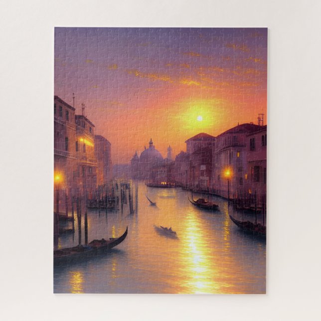 Puzzle Coucher de soleil sur un canal de Venise - Art num (Vertical)