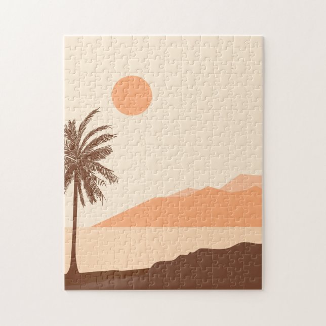 Puzzle Coucher de soleil sur un palmier, Île, Art abstrai (Vertical)