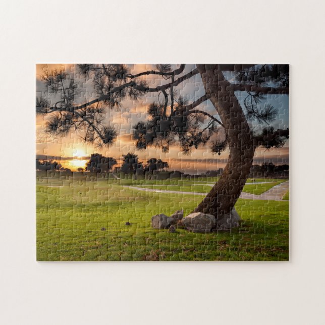 Puzzle Coucher de soleil sur un terrain de golf (Horizontal)