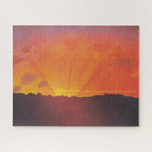 Puzzle coucher du soleil, ciel orange (par Félix Vallotto