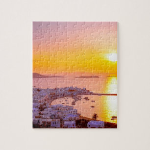 Puzzle Coucher du soleil dans Mykonos, Grèce