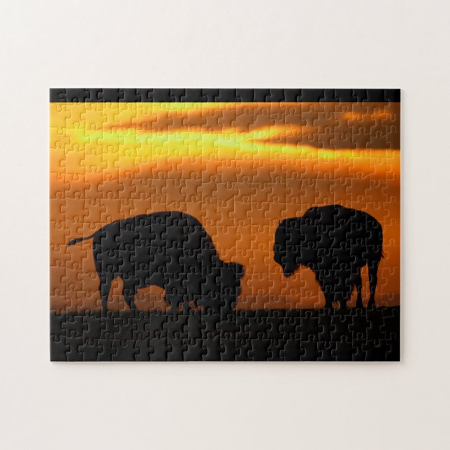Puzzle coucher du soleil de bison (Horizontal)
