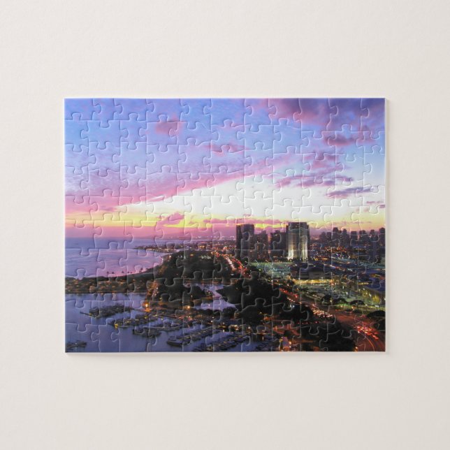 Puzzle Coucher du soleil d'Hawaï de paysage urbain de (Horizontal)