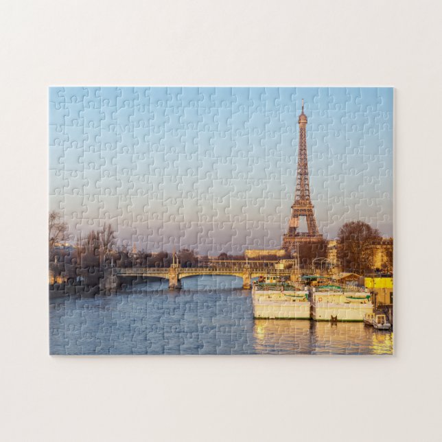 Puzzle Coucher du soleil sur Tour Eiffel et Pont Rouelle (Horizontal)