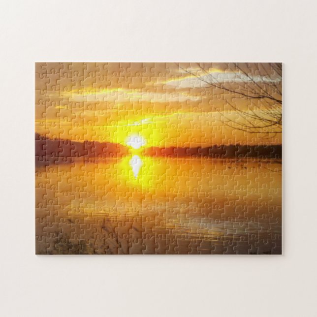 Puzzle Coucher du soleil sur un lac (Horizontal)