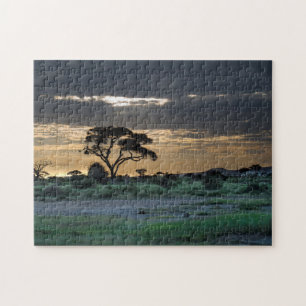 Puzzle Coucher le soleil sur la savane