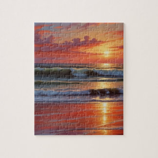 Puzzle Coucher Rouge Océan Peinture de paysage marin