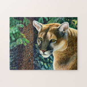 Puzzle Couguar Dans Les Bois, Peinture Acrylique