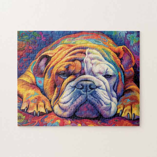 Puzzle Couleur Bulldog dormir (Horizontal)