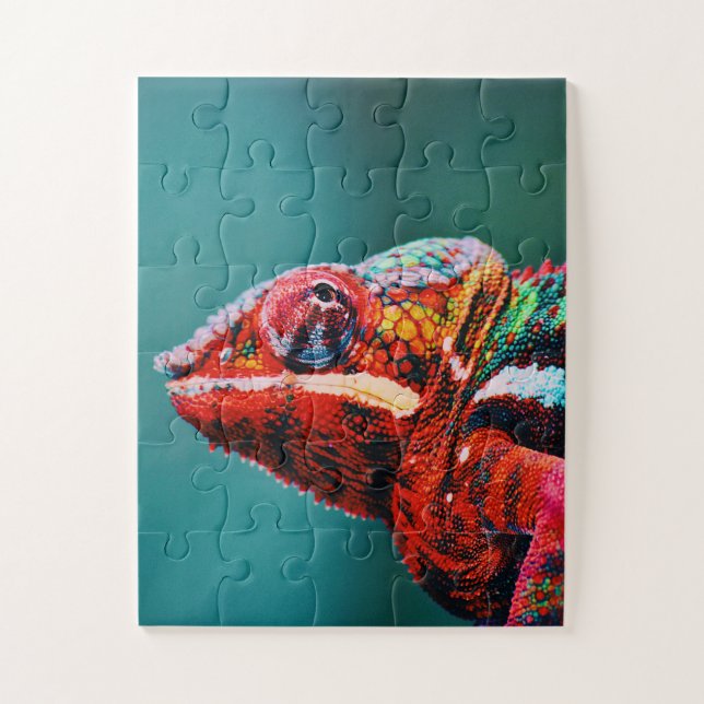 Puzzle Couleur Changement arc-en-ciel Chameleon Reptile (Vertical)