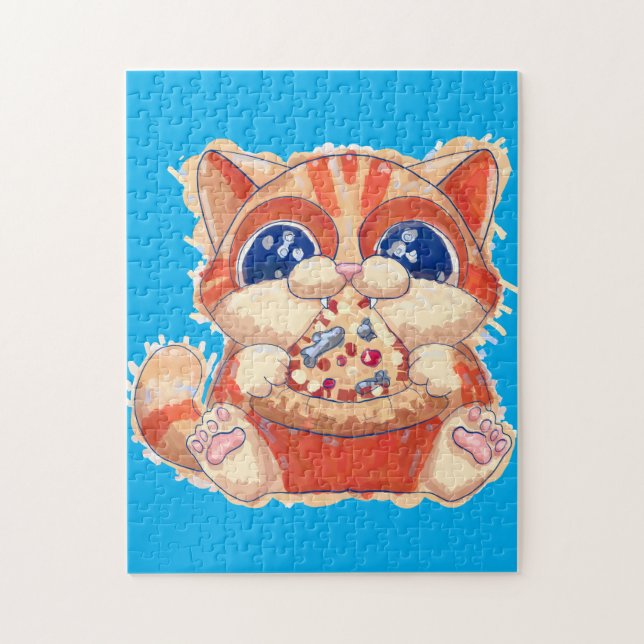 Puzzle Couleur de pizza pour manger des chats (Vertical)