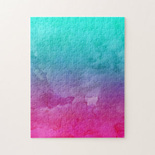 Puzzle Couleur d'eau abstraite turquoise rose