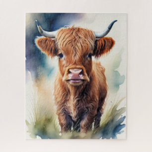 Puzzle Couleur d'eau douce Peinture d'une vache des Highl