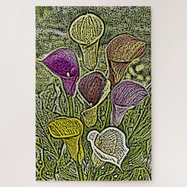 Puzzle Couleur gravée Calla Lillies (Vertical)