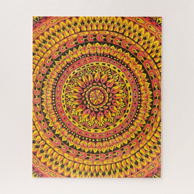 Puzzle Couleur Orange Mandala Art Original Difficile (Vertical)