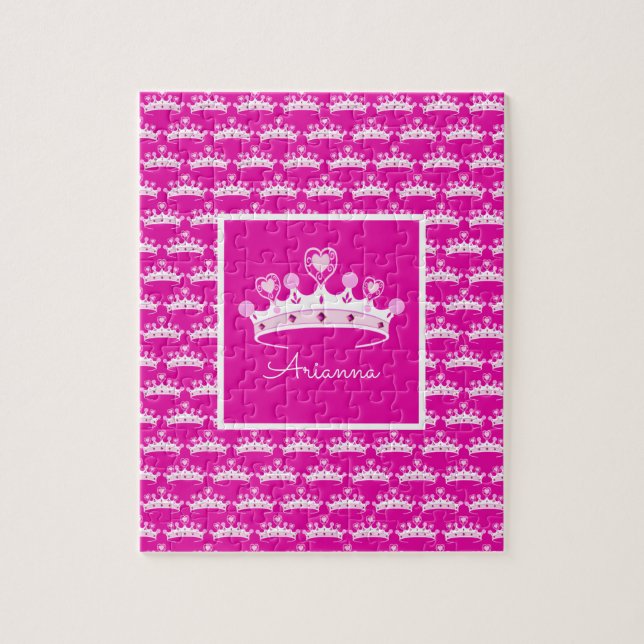Puzzle Couleur personnalisée Hot Rose Princess Crown (Vertical)