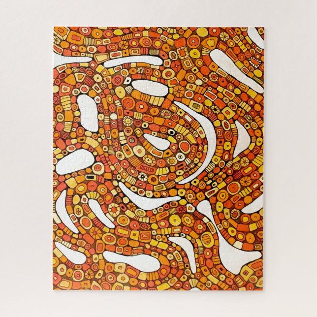 Puzzle Couleurs Années 70 Rouge Orange Jaune Design Abstr (Vertical)