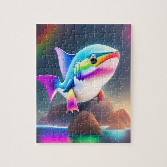 Puzzle Couleurs arc-en-ciel Cute Big Shark (Vertical)