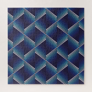 Puzzle Couleurs bleues Motif géométrique ondulé