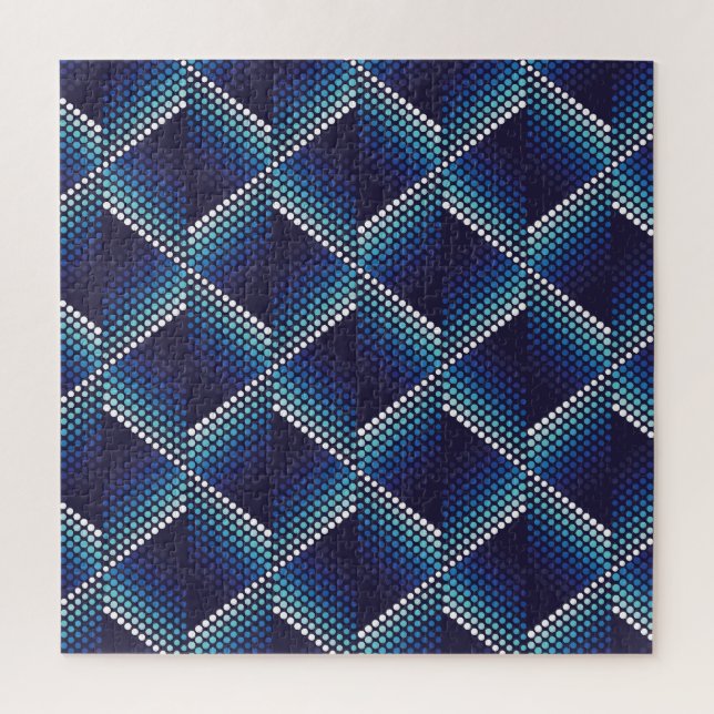 Puzzle Couleurs bleues Motif géométrique ondulé (Vertical)