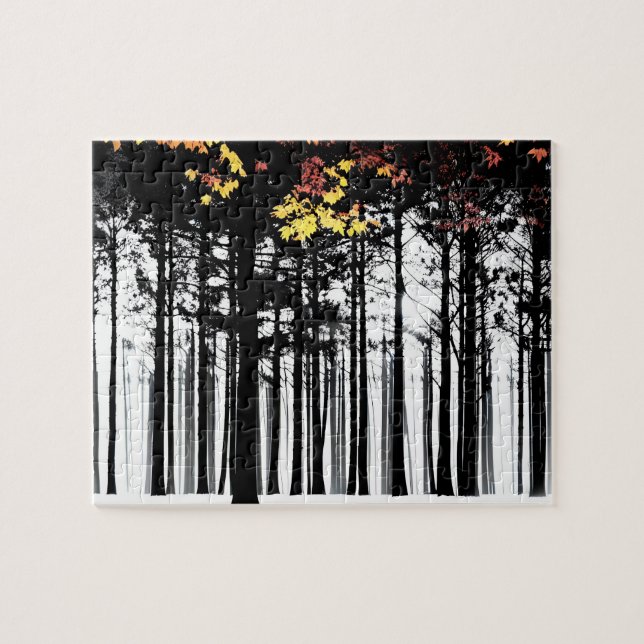 Puzzle Couleurs D'Automne Arbres Silhouettes Splashed Pou (Horizontal)