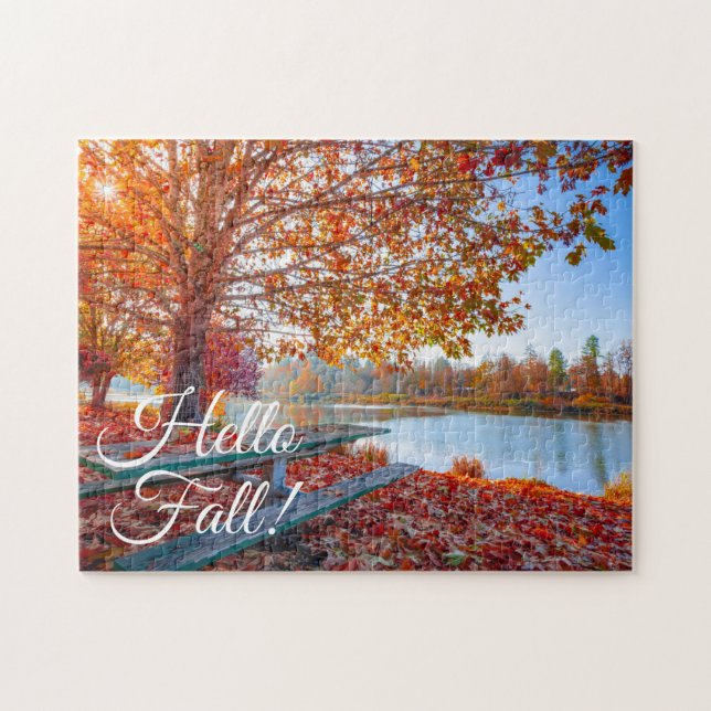 Puzzle Couleurs d'automne sur le paysage du lac (Horizontal)