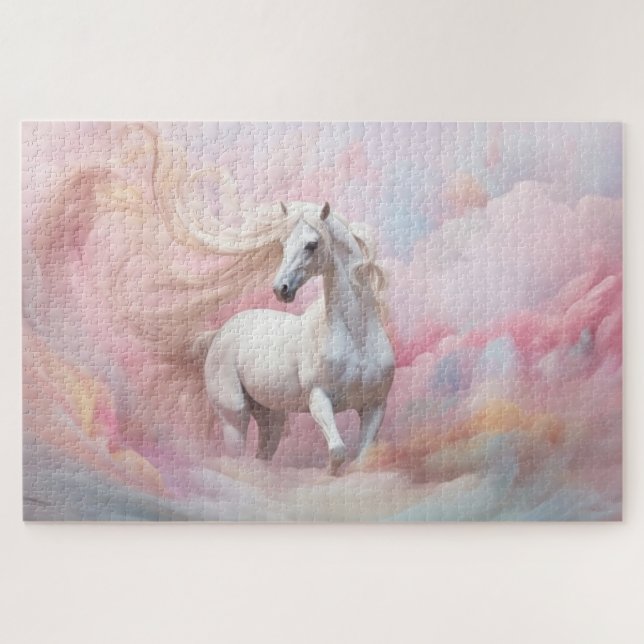 Puzzle Couleurs pastel violet magique Unicorne (Horizontal)