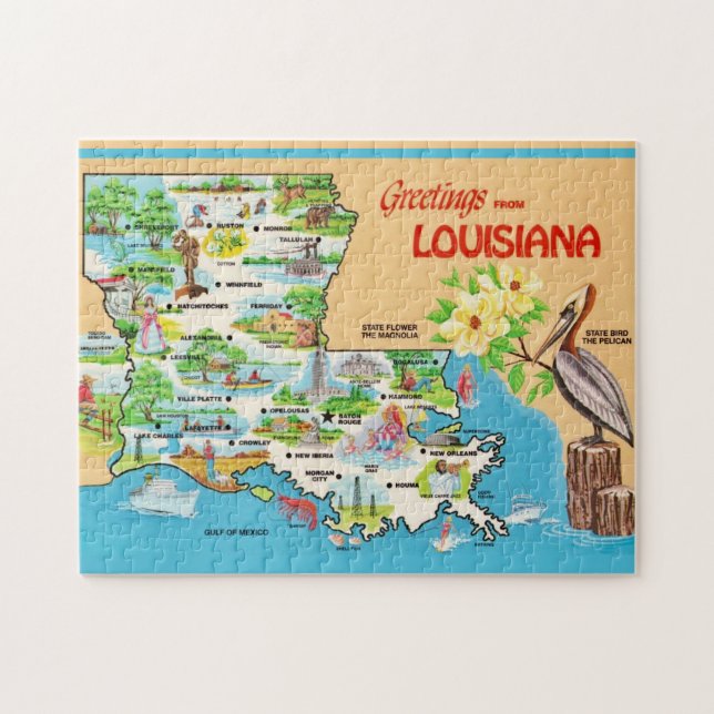 Puzzle Couleurs Rétro de Louisiane 11x14 (Horizontal)
