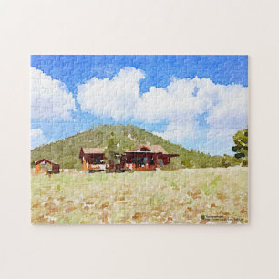 Puzzle Country Life Cabins Watercolor