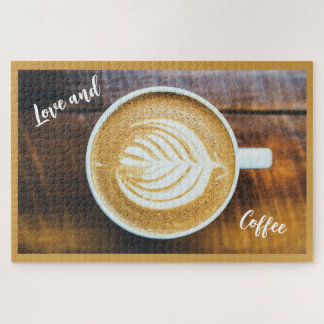 Puzzle Coupe de latte de café avec mousse de forme feuill
